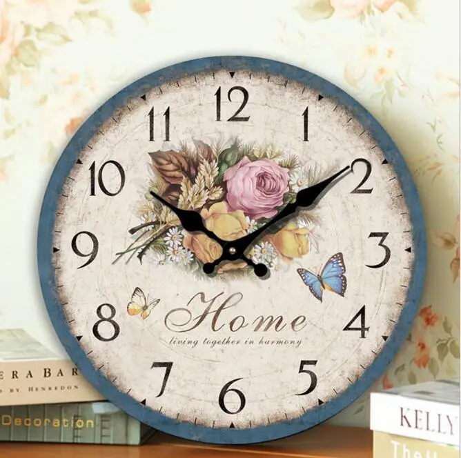 Wooden craft clock Large living room wall clock European Garden clock