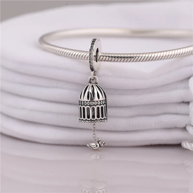 

925 sterling silver pendant, birdcage pendant, 925 sterling silver bracelet pendant, vintage birdcage charm pendant