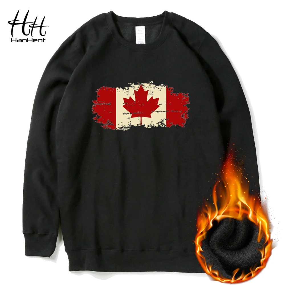HanHent Fashion Canadian Leaf Sweatshirts Men Fleece O