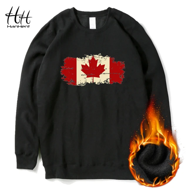 HanHent Fashion Canadian Leaf Sweatshirts Men Fleece O