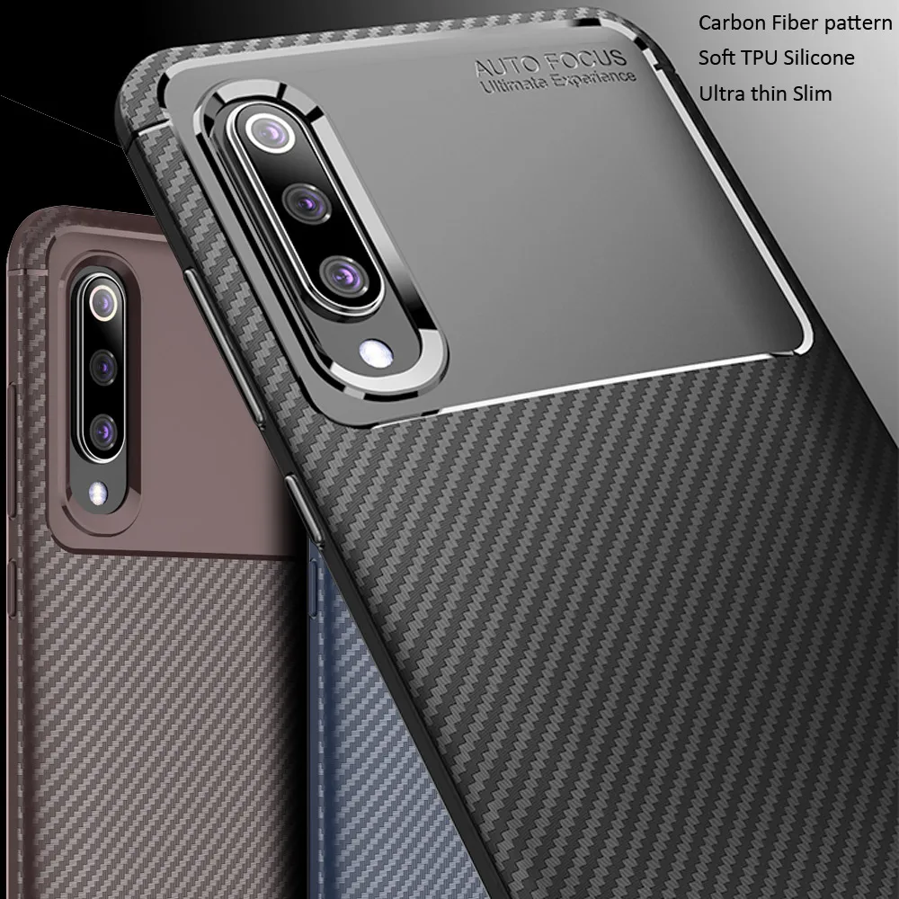 

Carbon Fiber Case For Xiaomi Mi9 Mi 9 SE Pro TPU Silicone Matte Frosted Protector Cover