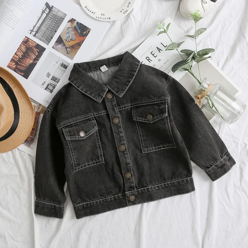

Fashion New Children's Denim Jackets Autumn Baby Boys Long Sleeve Turn-down Collar Coat Toddler Outwear Children Coats 2-7 Years