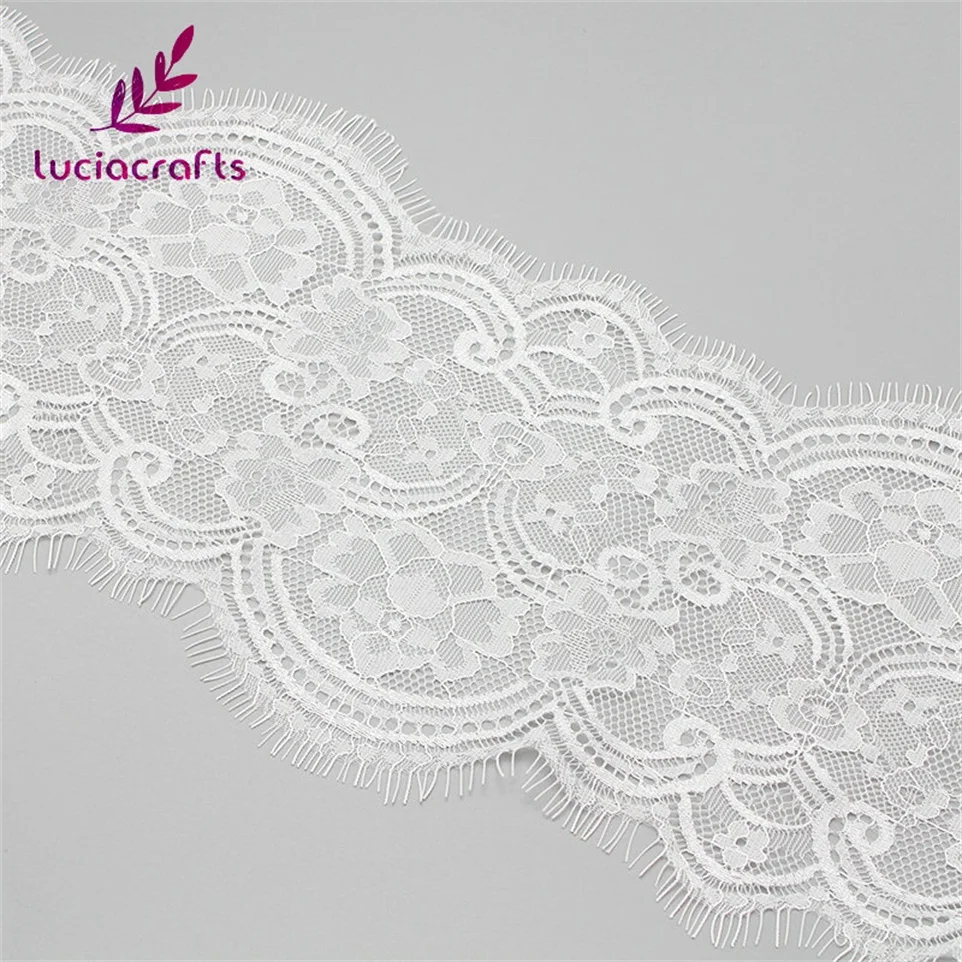 Lucia crafts 3 м/лот 16 см белый/черный вышитый сетчатый кружевной отделкой тканевые ленты для самостоятельного пошива одежды головной убор аксессуары R0510
