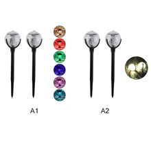 2 Pcs Waterproof Solar Power Outdoor Decking Lamp Ground Stakes Garden Buried Light Path Way Disk Lights Durable 12.5*23.5*14cm