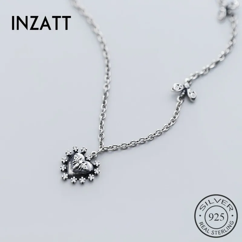 Женское винтажное ожерелье INZATT из настоящего серебра 925 пробы с кулоном в виде