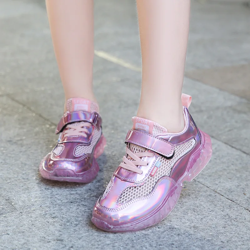 Ins/детская обувь для девочек; обувь принцессы; блестящие кожаные сетчатые летние детские кроссовки для мальчиков и девочек; обувь для малышей; сезон осень; Новинка