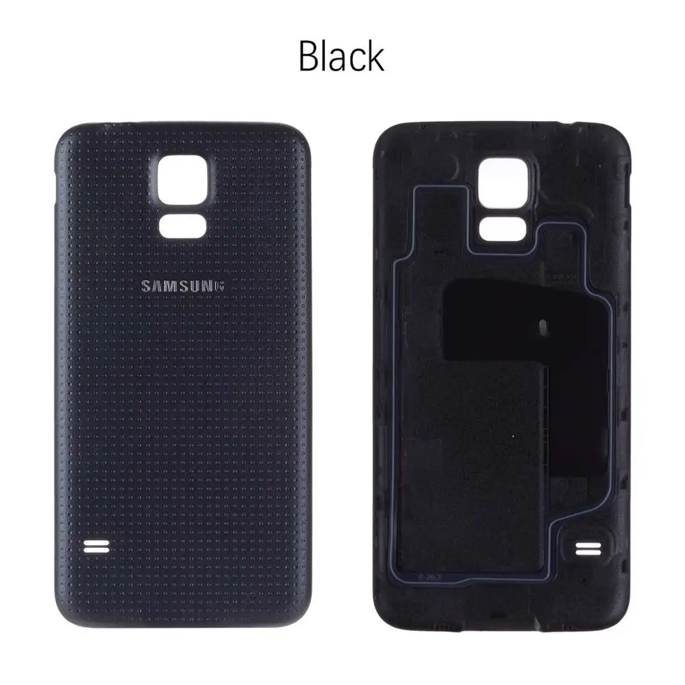 Задняя крышка батареи для samsung Galaxy S5 i9600 G900 задняя крышка корпуса батарейный чехол запасные части - Цвет: Black