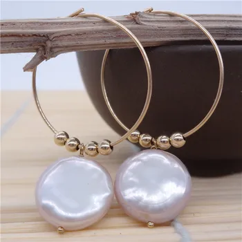 

Eternal wedding Women Gift word 925 Sterling real The natural pearl earrings shaped flat large Purple Pearl big ear