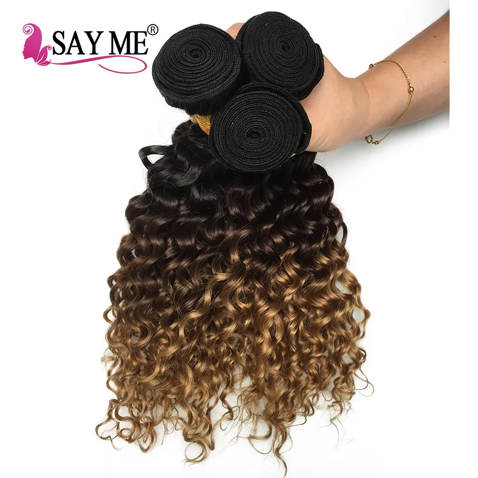 Deep Wave Bundles Ombre Brazilian Human Hair Weave Bundles 1B/4/27 Remy Honey Blonde Hair Extensions Can Buy 1 / 3 / 4 Bundles