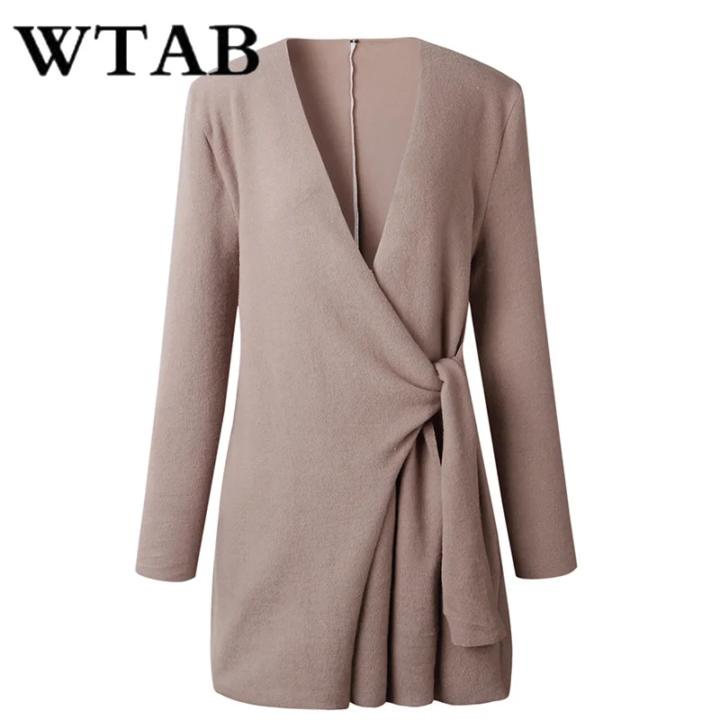 WTAB causual coat women 2018 new thicken autumn winter jacket v-neck slim Outerwear female Coats belt veste femme befree clothes