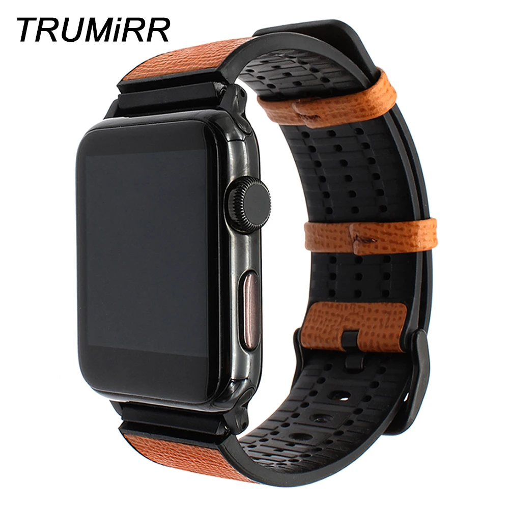 Ремешок итальянский из телячьей кожи и ТПУ для iWatch Apple Watch 42 мм Series 1 2 3 спортивный