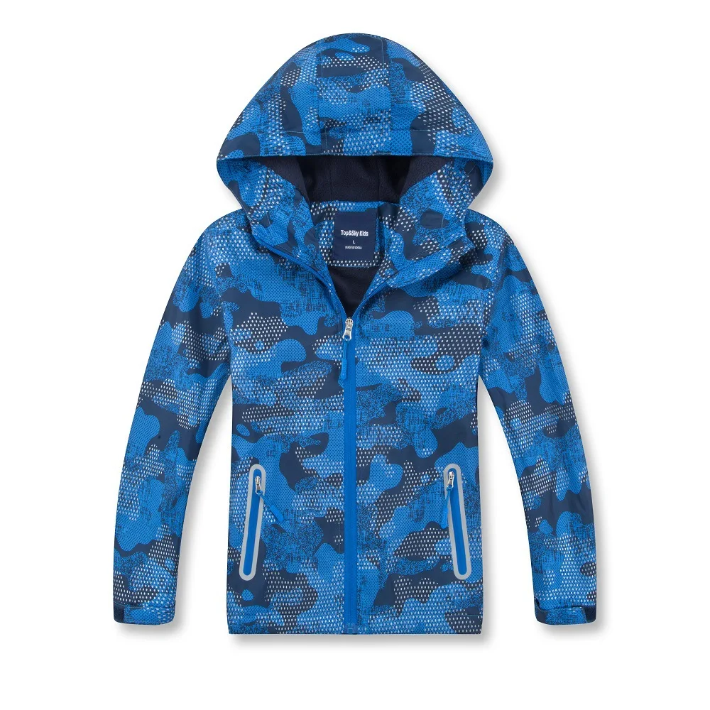 

Boys Composite Fabric Waterproof Outerwear Coats Children Breathable Reflective Camouflage Hooded Jackets Kids Outdoor Jacket