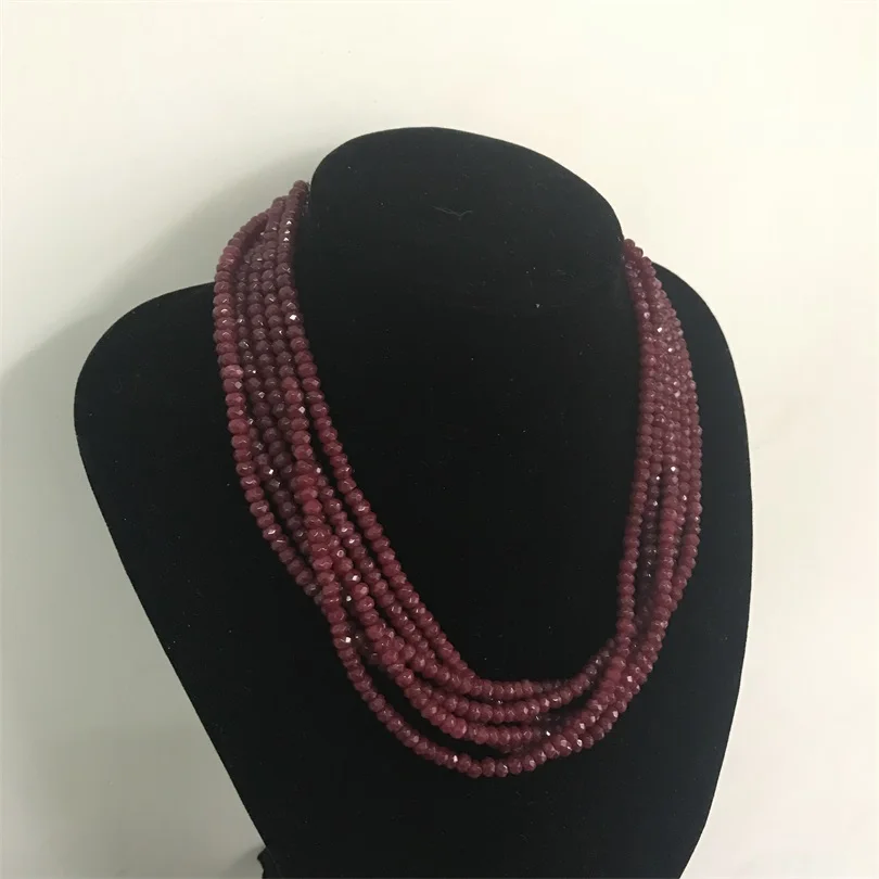

Fashion Noble Rubies Beaded Necklace Deep Red Rubies Red Chalcedony Flat Oval Beads Necklace Natural Stone Mother's Day gifts