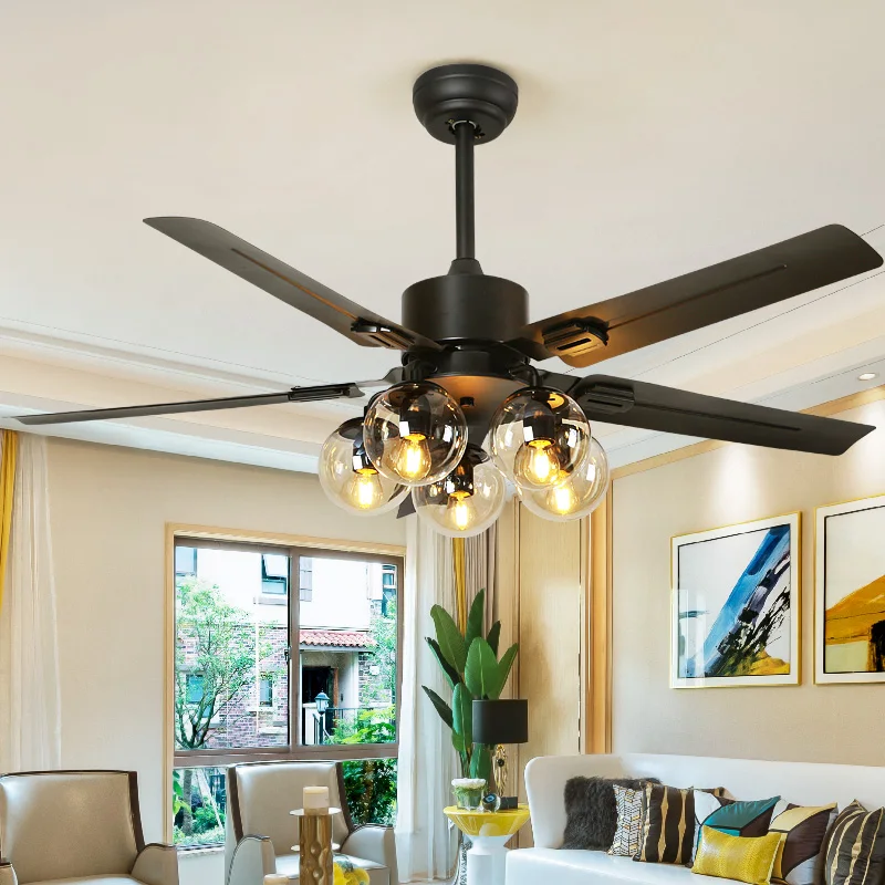 Post Modern Ceiling Fan With Light Clear Glass Bubble