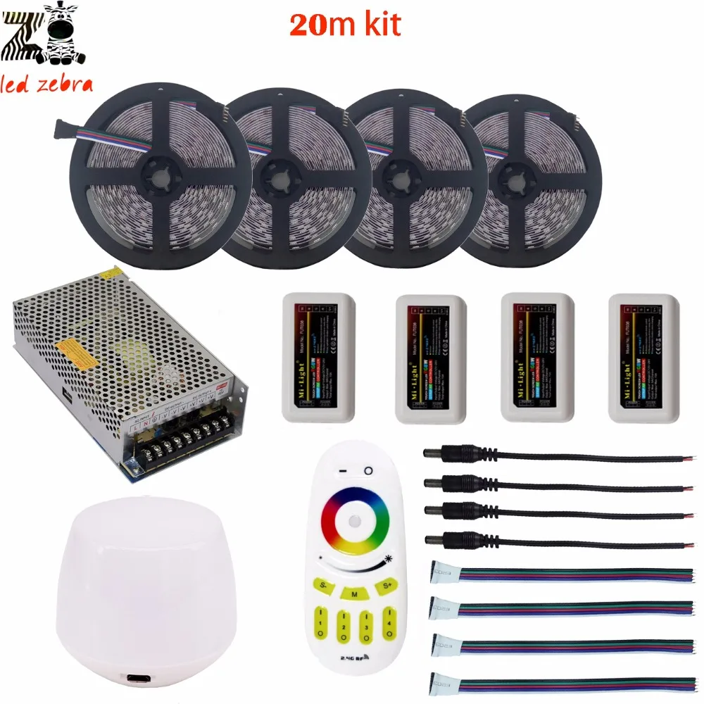 

Hightlight 5~20m 5050 SMD rgbww led strip light dc12v+mi.light 2.4G led controller+wifi led controller+dc12v led power supply