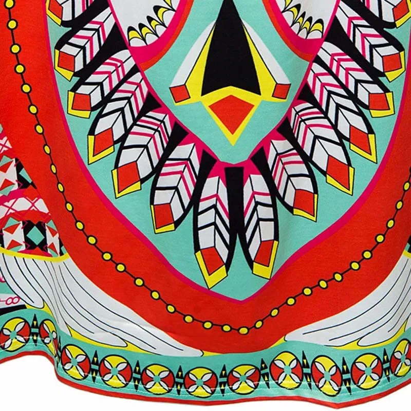 Fits 25 - 45 Waist African Boho Print Beach Maxi High Waist Skirts