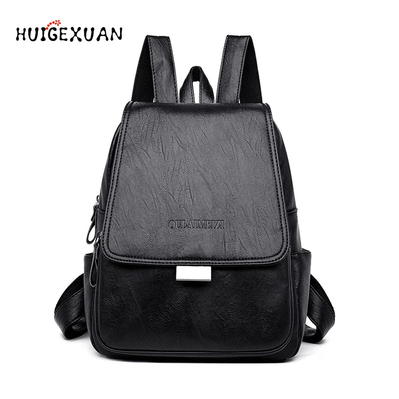 

Backpack for Women 2019 High Quality PU Leather Backpack Teenage Girls School Bags Multifunction Casual Anti-theft Backpacks