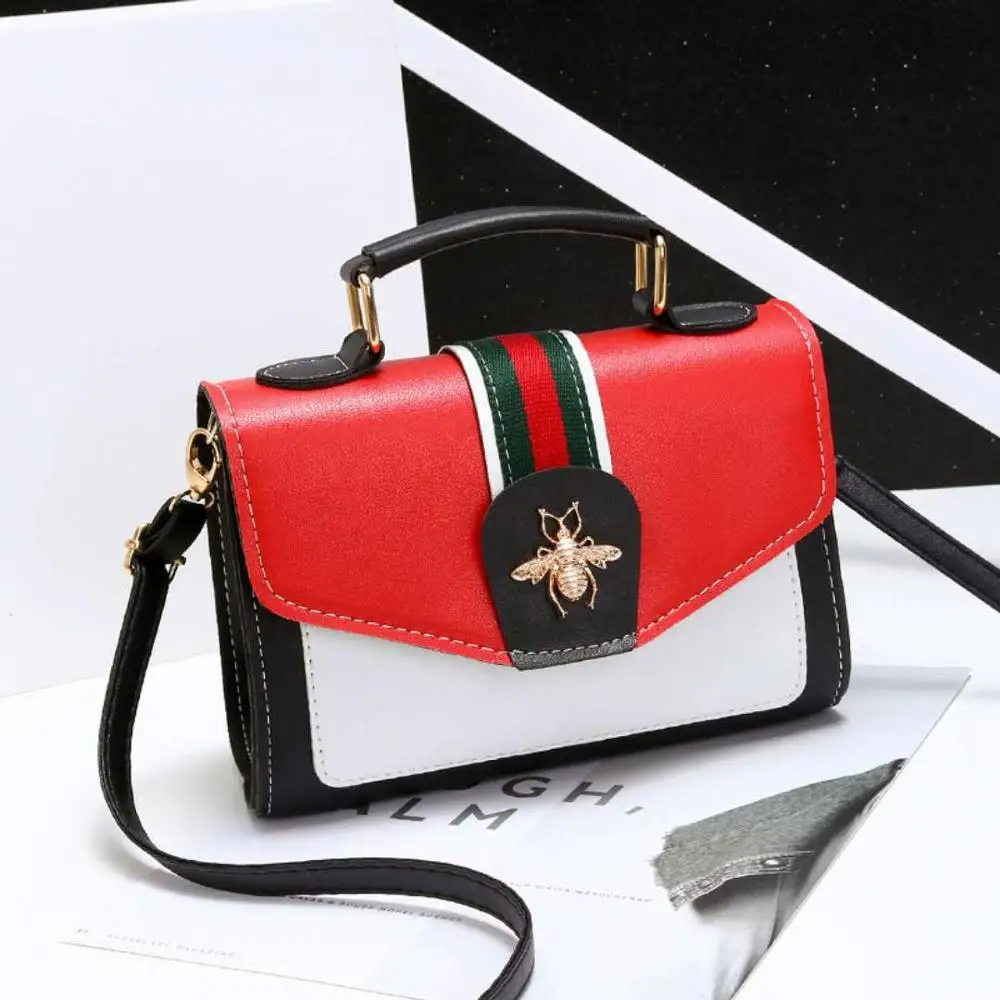 

2019 High Quality Leather Handbag For Women Fashion Exquisite Color Matching Shoulder Messenger Bags Ladies Small Square Bags