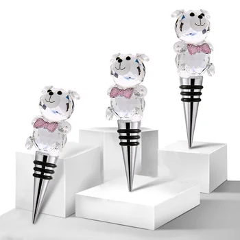 

European Crystal Glass Wine Stopper Bear Vacuum Plug Household Creative Sealing Plug Wine Bottle Stopper Wine Accessories