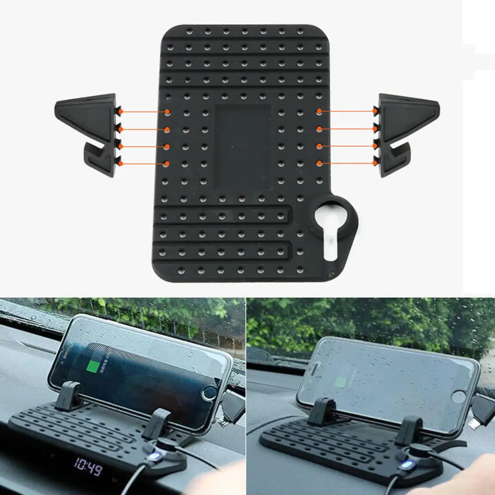 Car Dashboard Stand USB Mount Charger Cradle Non Slip Pad Car Holder