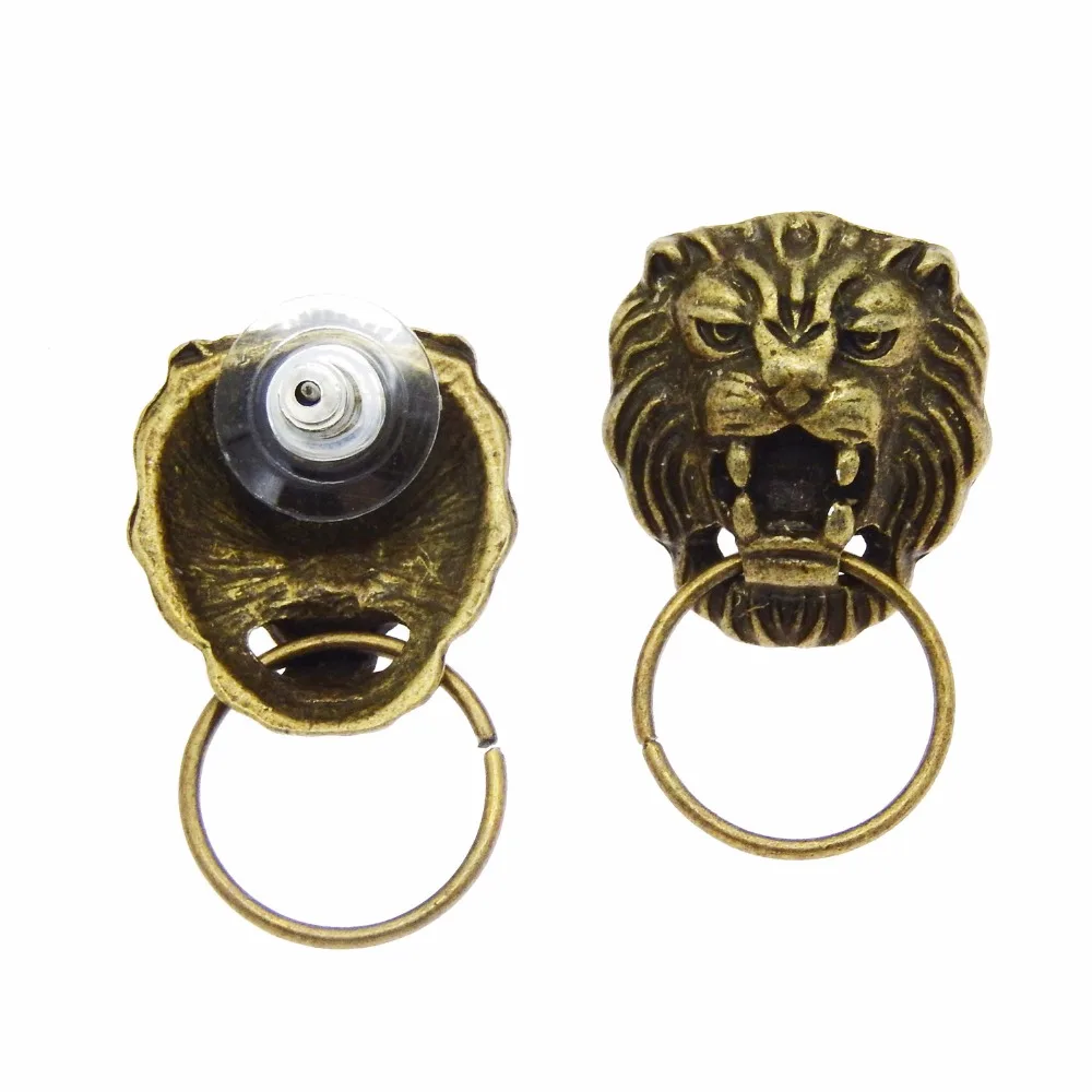 16 шт. Винтаж Лев Серьги заклепки + хлопок Для женщин Рок Стиль Jewelry Талисманы