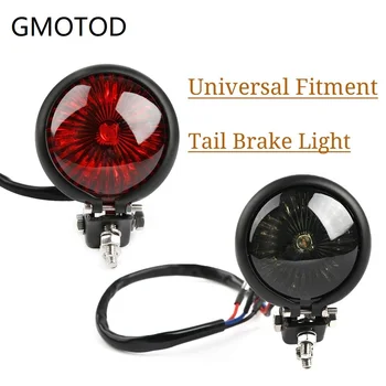 

GMOTOD Motorcycle Mini Bates Style Chrome Red LED Brake Stop Rear Tail Light Cafe Racer