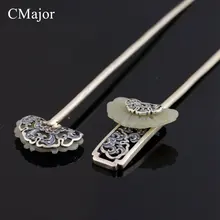 CMajor Two styles Ethnic hair jewelry vintage silver natural sone hair sticks for women retro hair