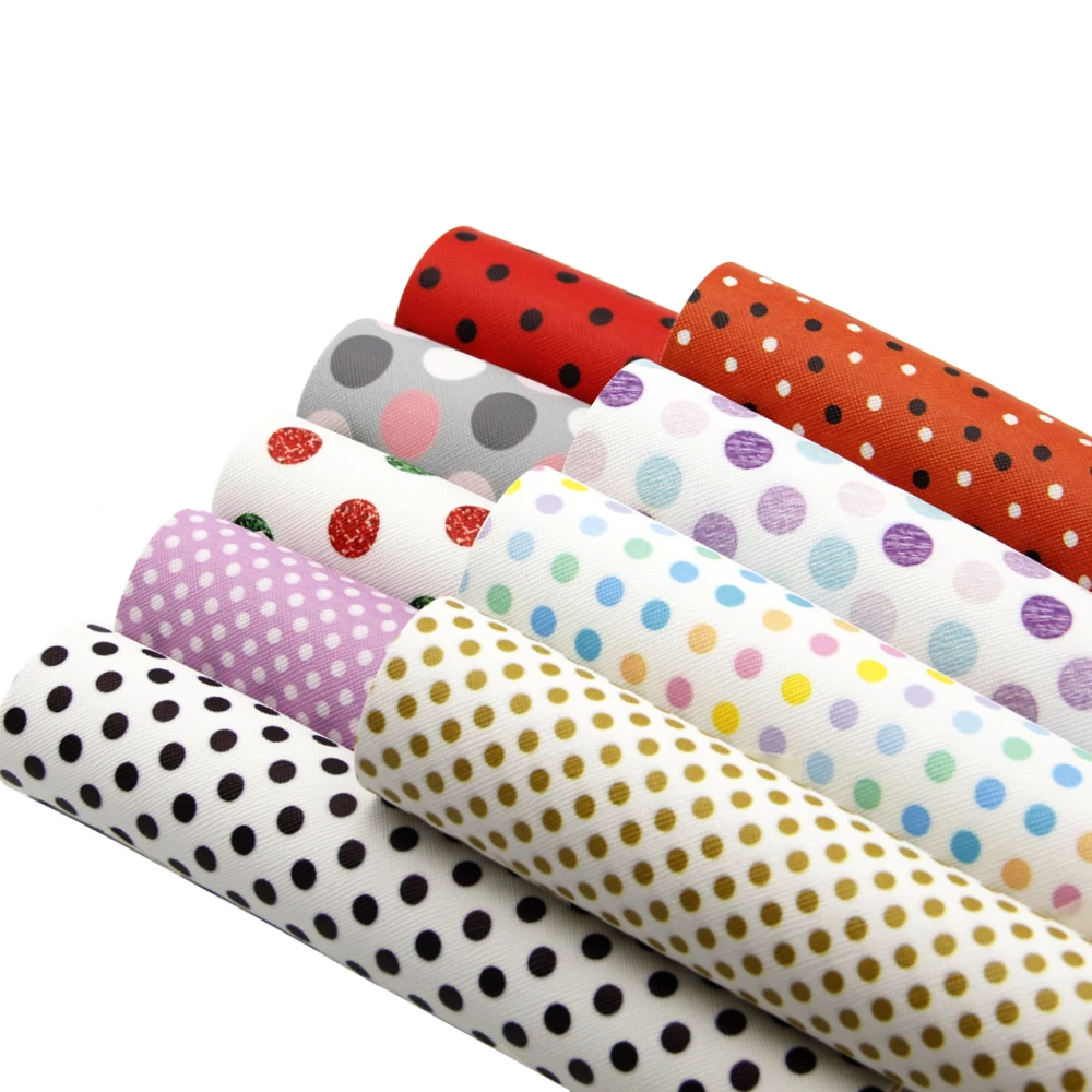 

David accessories 20*34cm Dots Vinyl Synthetic Leather Patchwork For Hair Bow Handbags Wallet Phone Cover DIY,1Yc4262