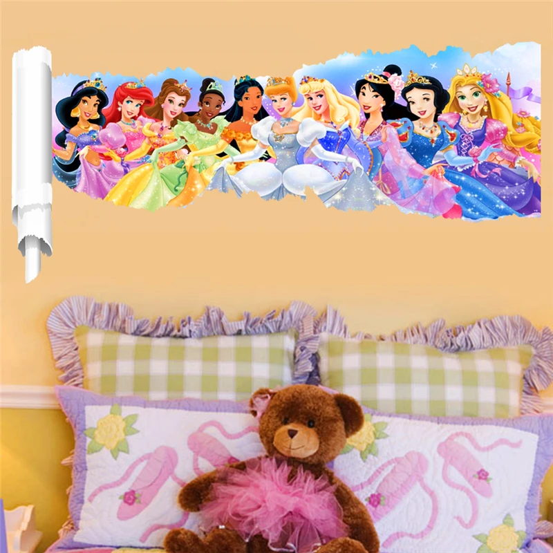 3d эффект анимация Принцесса Наклейки на стены для детской комнаты декор мультфильм наклейки на стены Искусство ПВХ adesivo де parede diy плакаты подарок