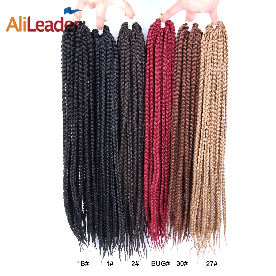 Alileader Products Box Braid Hair Extensions 12 16 20 24 30 Inch Synthetic Crochet Hair Braiding Kanekalon Braids 22Strands/Pack