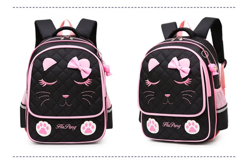 Школьные сумки с милым мультяшным котом для девочек, ортопедические рюкзаки для учеников, Детские водонепроницаемые школьные сумки, утолщенные плечевые сумки Mochila