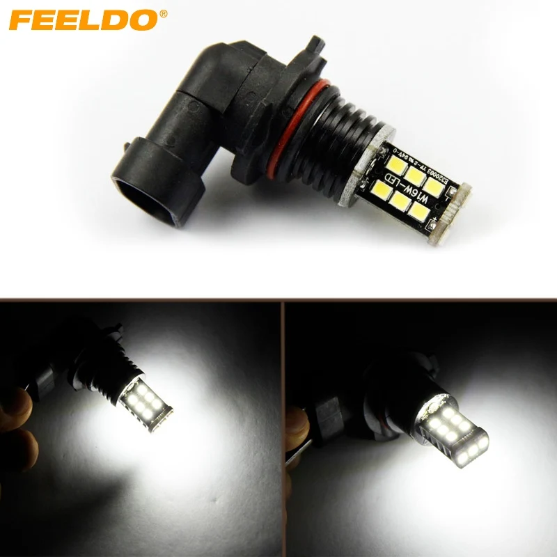 

FEELDO 2Pcs 12V DC Car/Truck White 9005 15SMD 2835-Chip Led Fog Light Headlight Lamp Bulbs #FD-3109