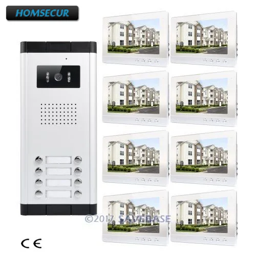 HOMSECUR 10.1 LCD Video&Audio Door Entry Kit with LCD Color Screen for 8 Apartment