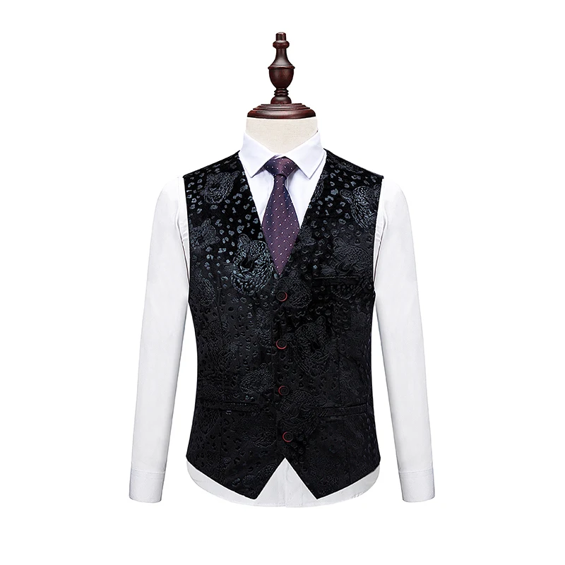 Jacquard Suit Men Slim Fit Party Wedding Casual Suits 3 Pieces (jacket+pants+vest)