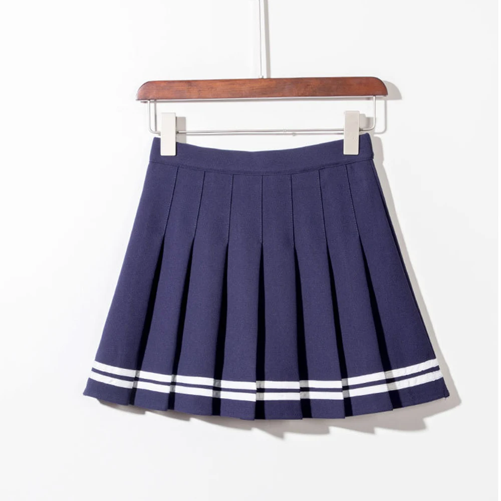 Униформа для девочек, юбка размера плюс, милая плиссированная юбка в стиле Лолиты, Женская Милая Мини-юбка с высокой талией, трапециевидная Матросская юбка, Harajuku, школьная - Цвет: photo