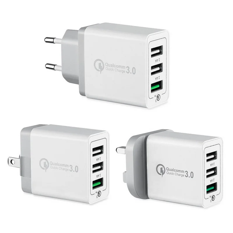QC 3 0 Быстрая зарядка EU UK US Plug Быстрый дорожный адаптер питания - Цена: 