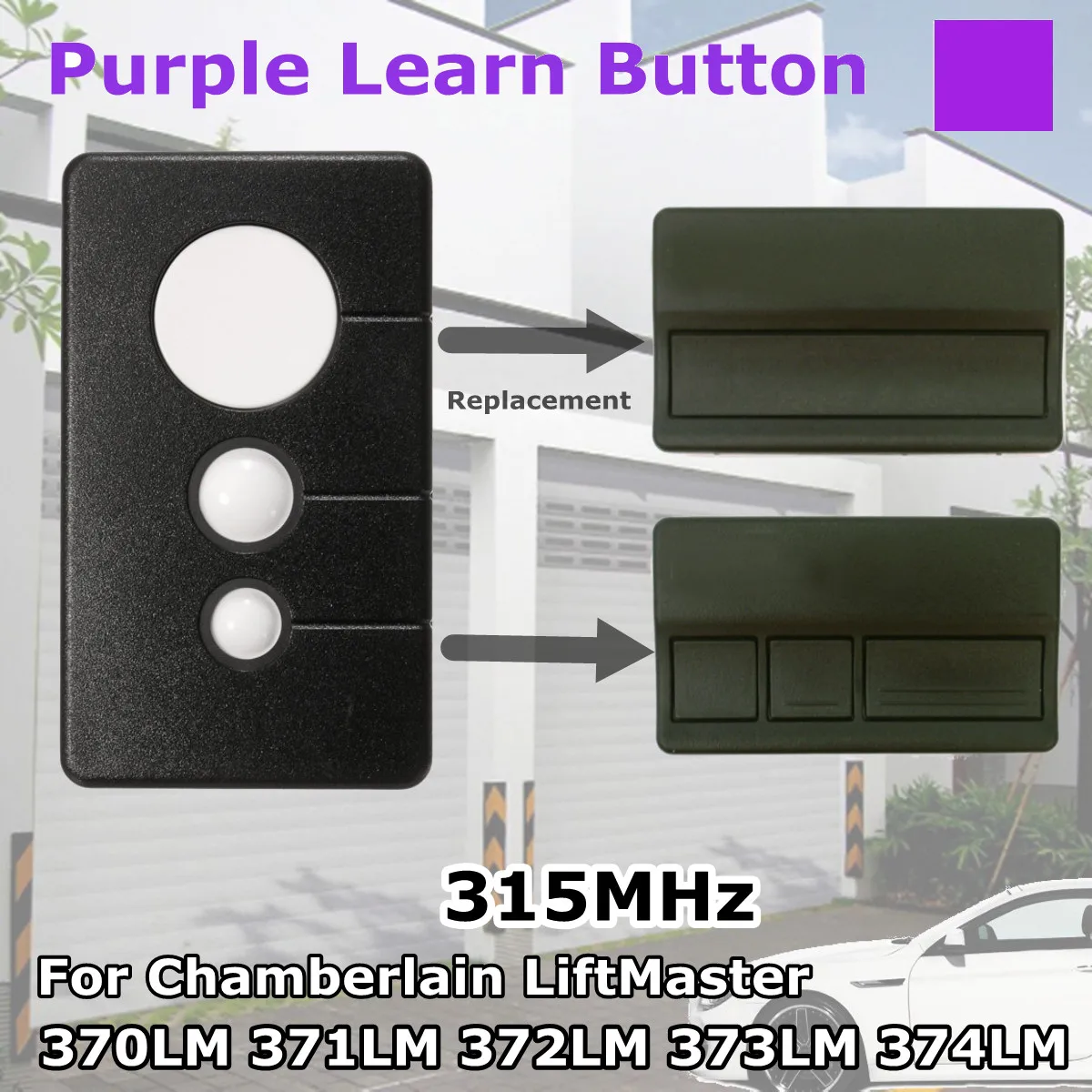 

315MHz 3 Button Garage Door Opener Remote Control W/ Clip Access Control Home Security Safety