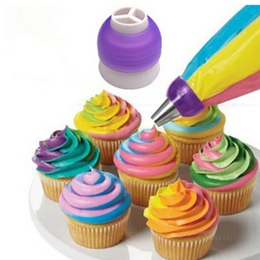 3 Color Pastry Tube Decorating Tools Nozzle Tricolor Cream Large Converter Cupcake Mould 5*5*4cm | Дом и сад