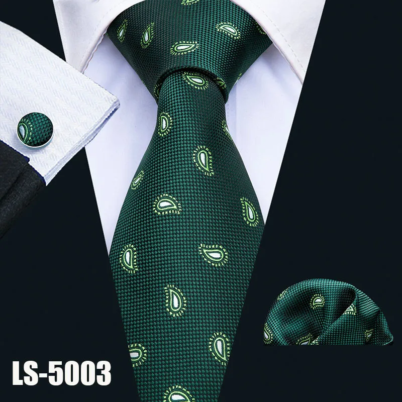 LS5003 LS-822, мужской галстук, черный, Пейсли, шелк, классический, Barry. Wang, галстук, Hanky, запонки, набор для мужчин, официальный, Свадебный, для вечеринки, для жениха - Цвет: LS5003