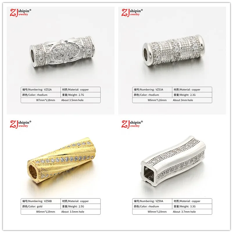 

Micro-inlaid zircon CZ long tubular jewelry accessories suitable for DIY men and women beaded stone pearl jewelry production