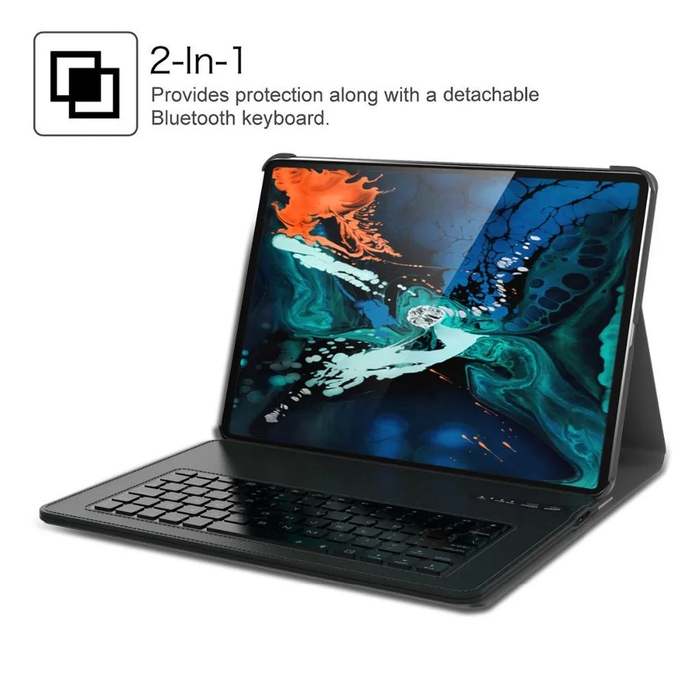 Для iPad Pro 12 9 дюймов 2018 съемный чехол для планшета с клавиатурой из искусственной