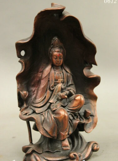 

xiuli 003067 China Buddhism Pure Bronze GuanYin Kwan-yin fast Goddess Buddha In Lotus Statue