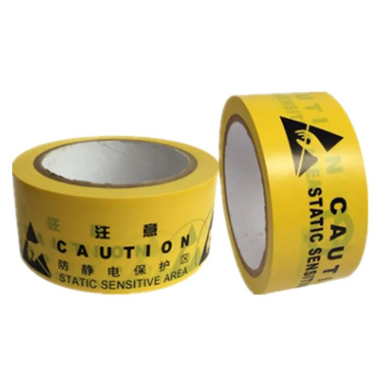 

Yellow anti-static marking tape Chinese English logo PVC printing warning tape