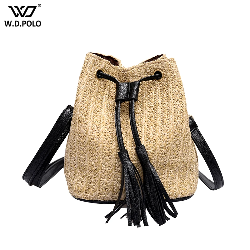 String Mini Bucket Bags Women Summer Knitting Straw Bags Hot Casual