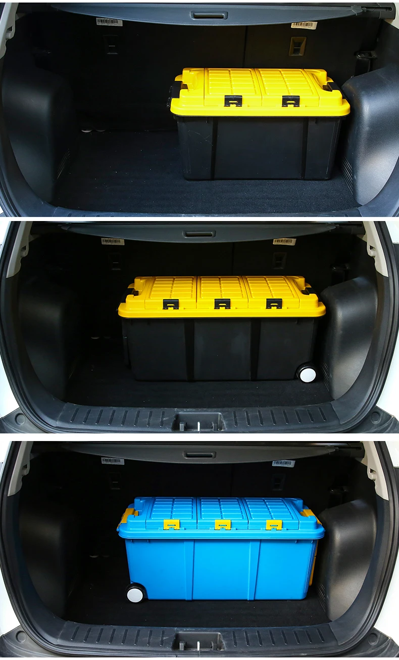 Discount Autofans 75L Plastic Auto Trunk Storage Box Independent Cabinet Boot Organizer Wheel Car Trunk Container Boot Trolley Box S11 38