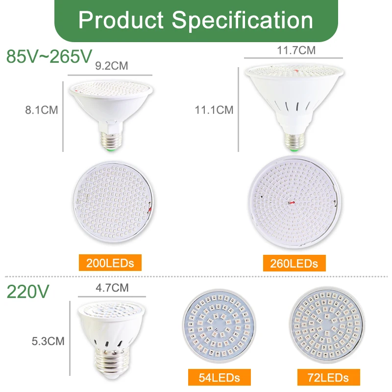 Kaguyahime 54/72/200/260 SMD светодиодные лампы для выращивания полный спектр фитолампа E27