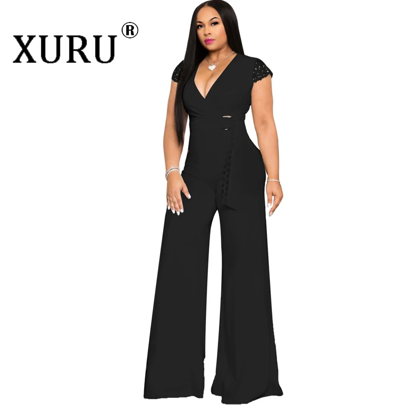 XURU Autumn Sexy V-neck Women's Jumpsuit Solid Color Sleeveless Casual Siamese Trousers with Belt XURU Autumn Sexy V-neck Women's Jumpsuit Solid Color Sleeveless Casual Siamese Trousers with Belt