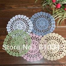 Ручное вязание крючком хлопок Doily, серовато-бежевая салфетка, 17 см X 17 см круглый(5 цветов на выбор) 12 шт./партия CD064