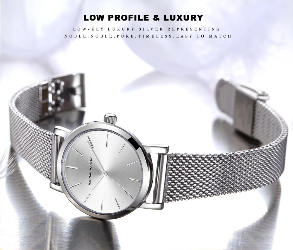 Hannah Martin Durable Fashion Women Watches Casual Ladies Watch Stainless Steel Quartz Rose Gold Silver Waterproof Wrist Watch Hannah Martin Durable Fashion Women Watches Casual Ladies Watch Stainless Steel Quartz Rose Gold Silver Waterproof Wrist Watch