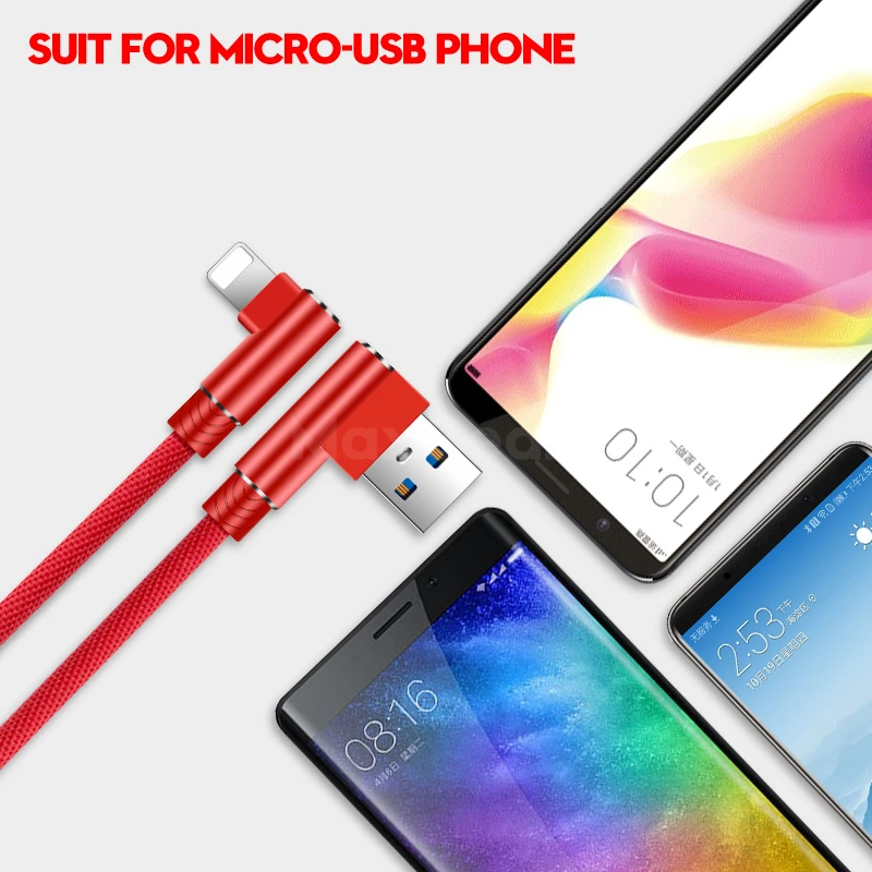 Кабель Micro USB L 1 м 2 3 90 градусов кабель для быстрой зарядки и передачи данных Samsung